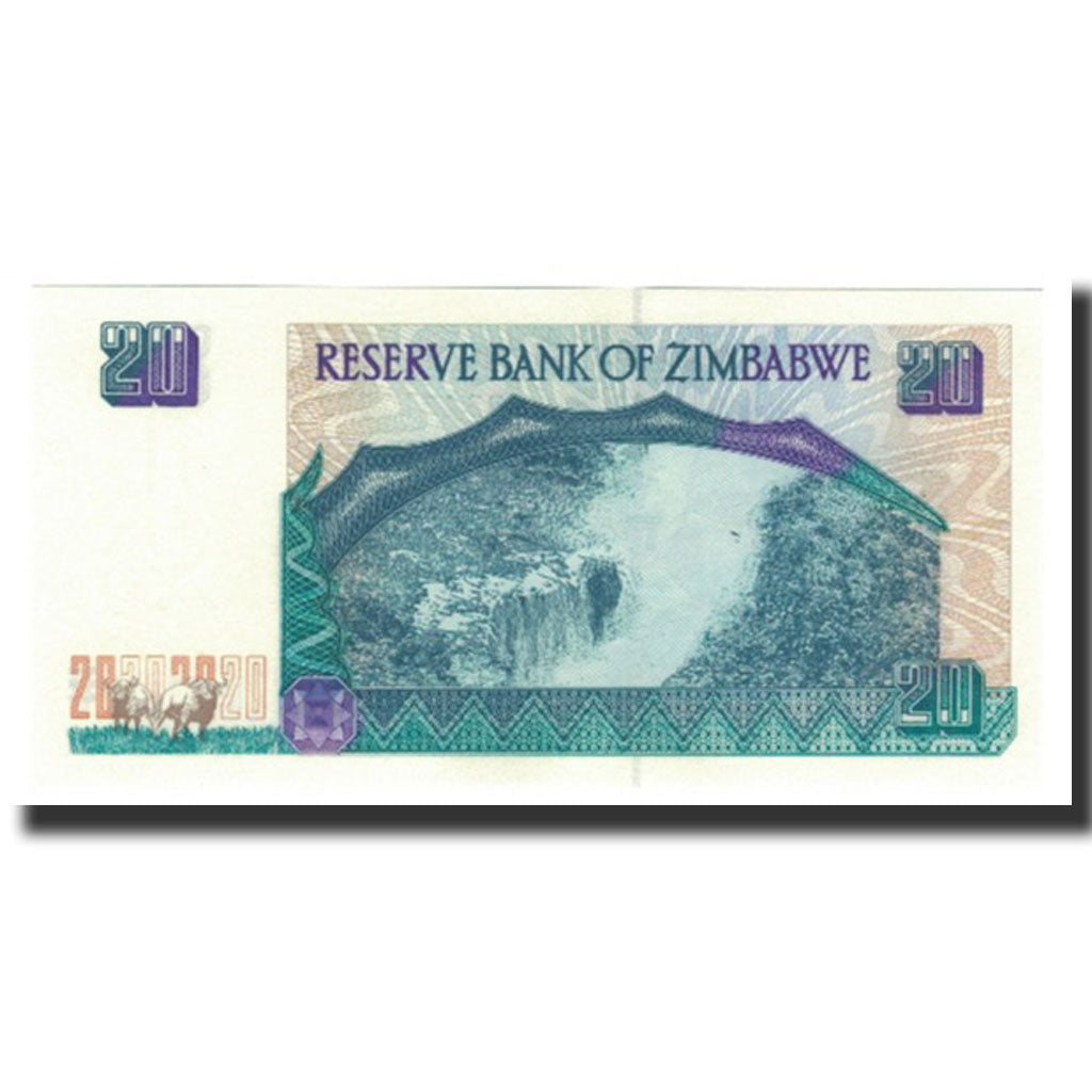 Banknote, Zimbabwe, 20 Dollars, 1997, KM:7a, UNC(65-70)