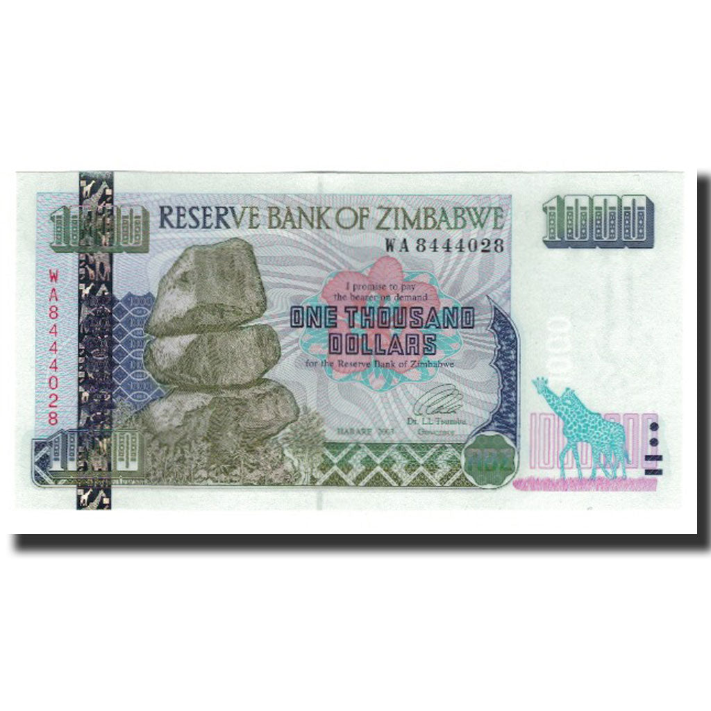 Banknote, Zimbabwe, 1000 Dollars, 2003, KM:12a, UNC(65-70)