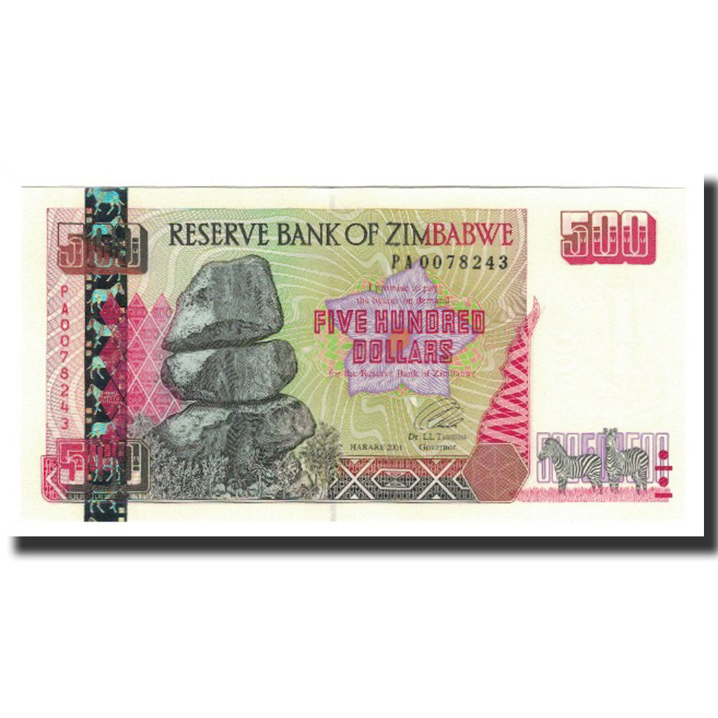 Banconote, Zimbabwe, 500 Dollars, 2001, KM:10, FDS