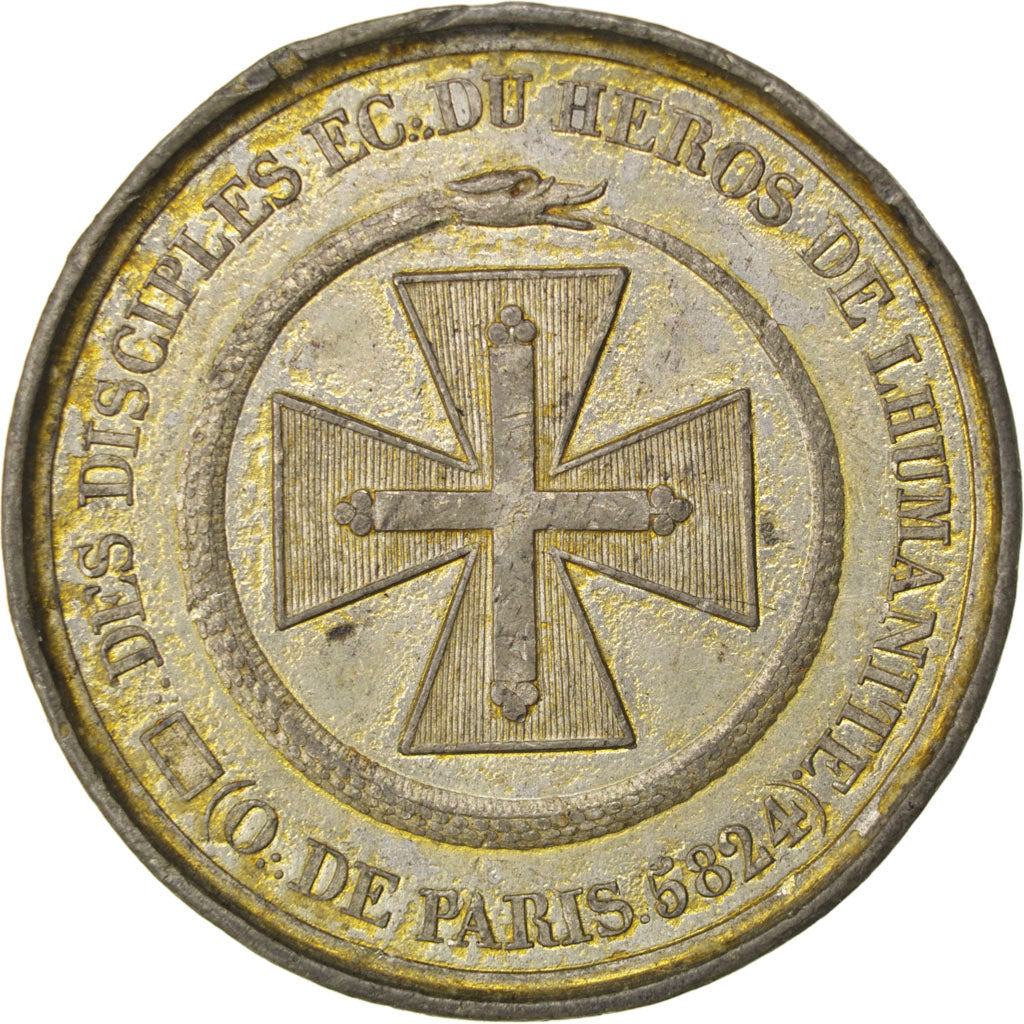 France, Masonic, Token, 1824, AU(50-53), Tin, 11.78