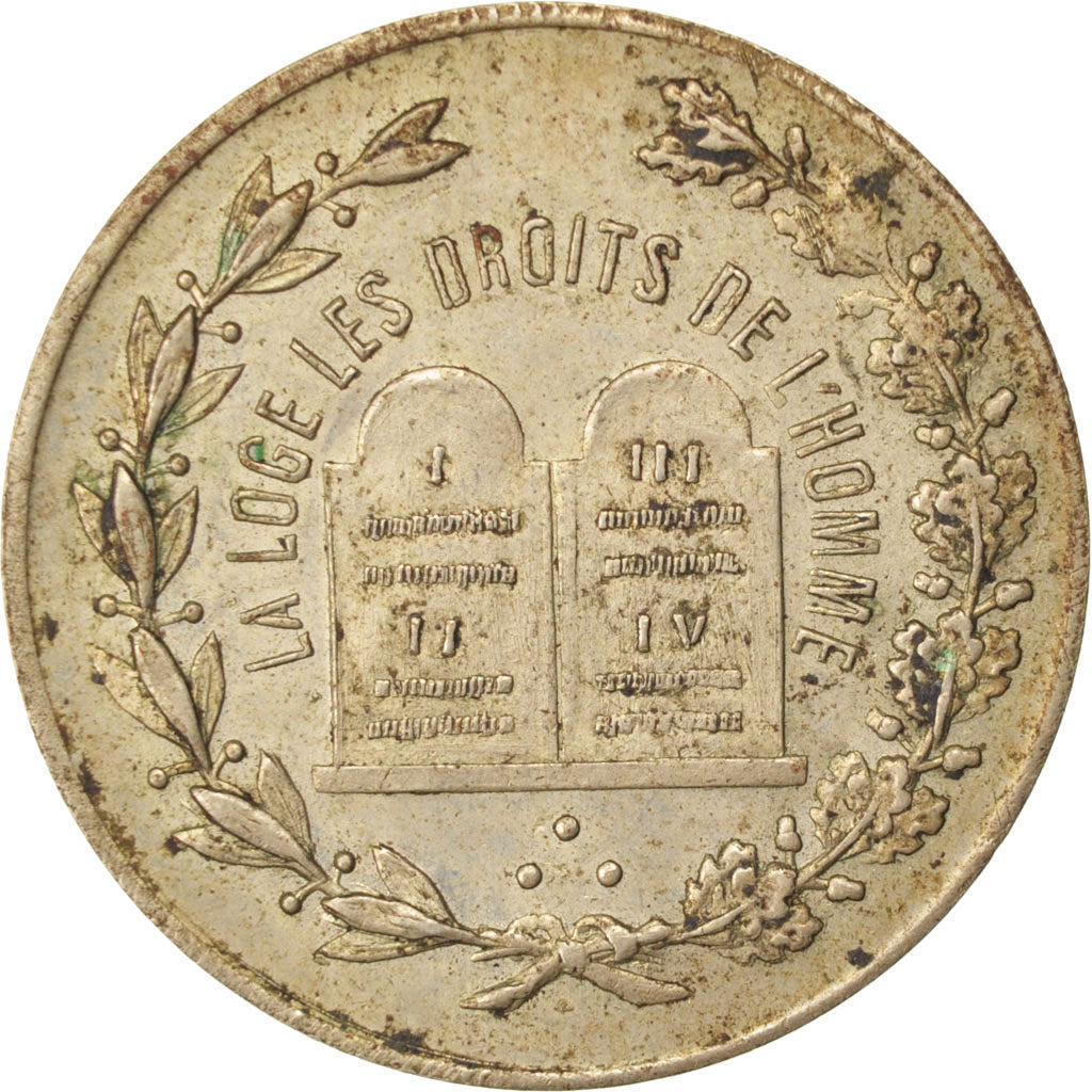 France, Masonic, Token, AU(55-58), Maillechort, Labouret #200, 3.38