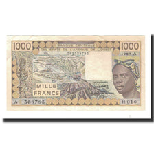 Billet, West African States, 1000 Francs, 1987, KM:107Ah, SPL