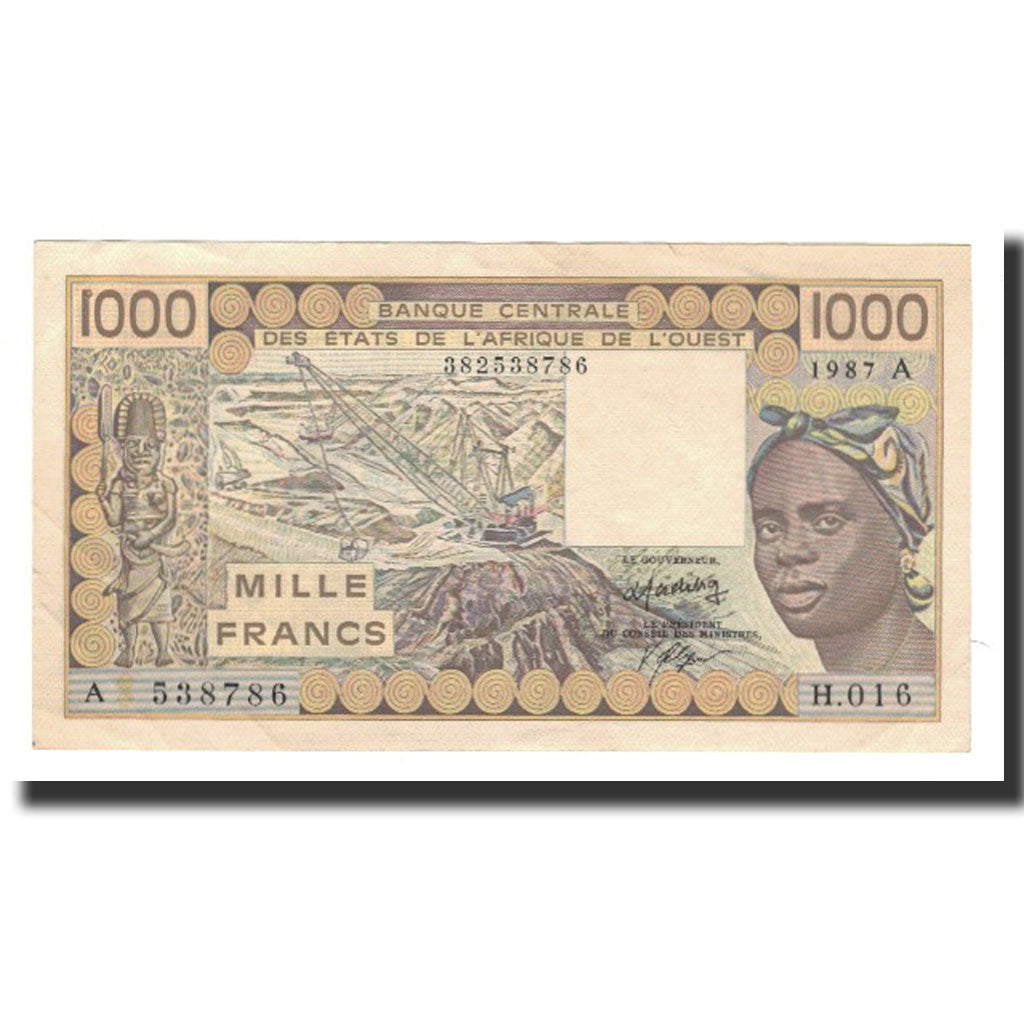 Banknote, West African States, 1000 Francs, 1987, KM:107Ah, UNC(64)