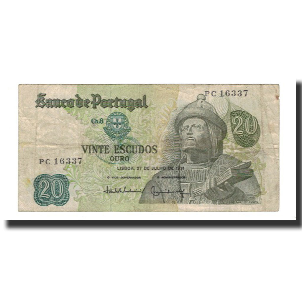 Geldschein, Portugal, 20 Escudos, 1971-07-27, KM:173, S+