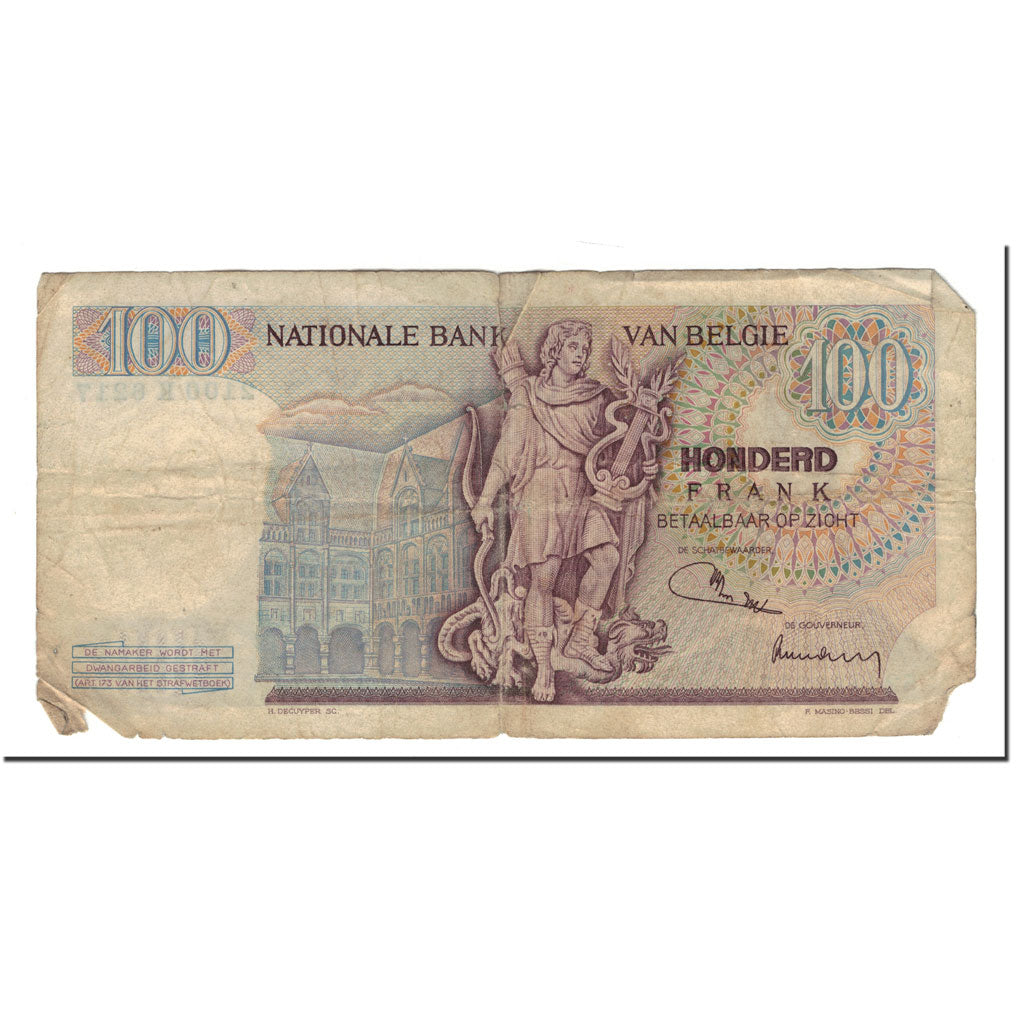 Banknote, Belgium, 100 Francs, 1974-03-13, KM:134b, AG(1-3)