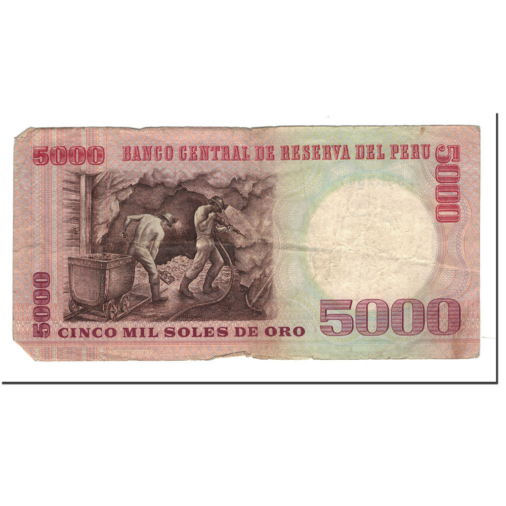 Banknote, Peru, 5000 Soles De Oro, 1985-06-21, KM:117c, VG(8-10)