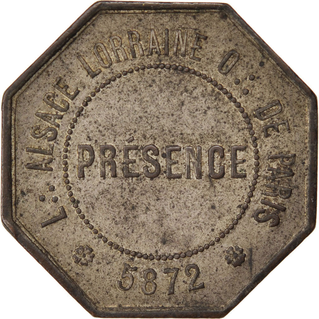 France, Masonic, Token, 1872, AU(50-53), Maillechort, Labouret #91, 3.55
