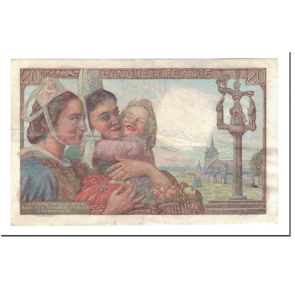 Banknote, France, 20 Francs, 1942-02-12, AU(55-58), Fayette:13.1, KM:100a