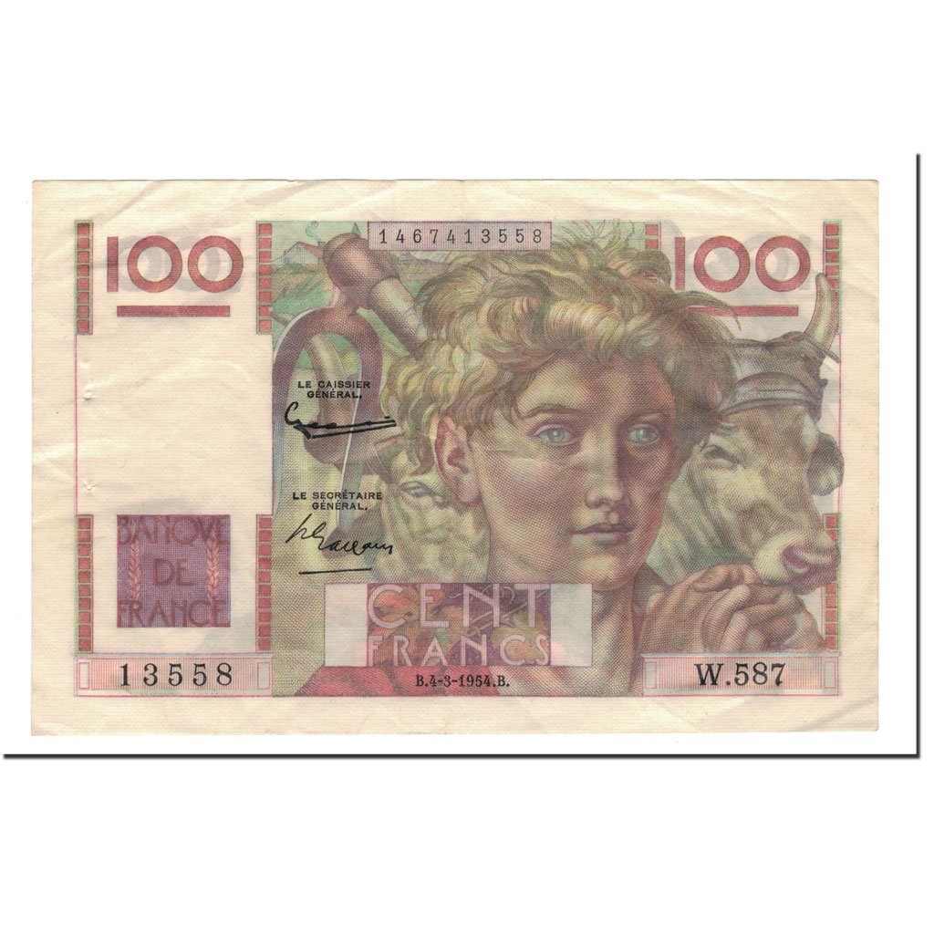 Biljet, Frankrijk, 100 Francs, 1954-03-04, TTB+, Fayette:28.42, KM:128d