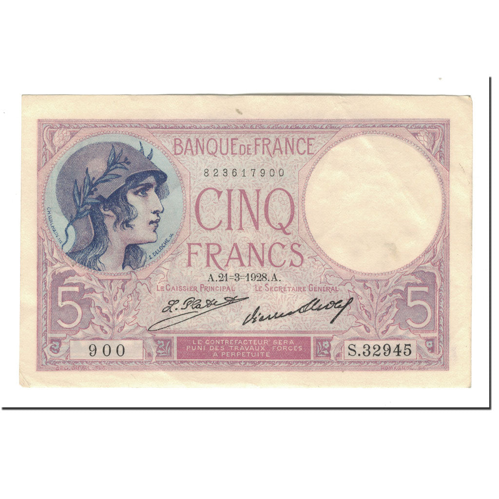 Banknot, Francja, 5 Francs, 1928-03-21, AU(55-58), Fayette:3.12, KM:72d