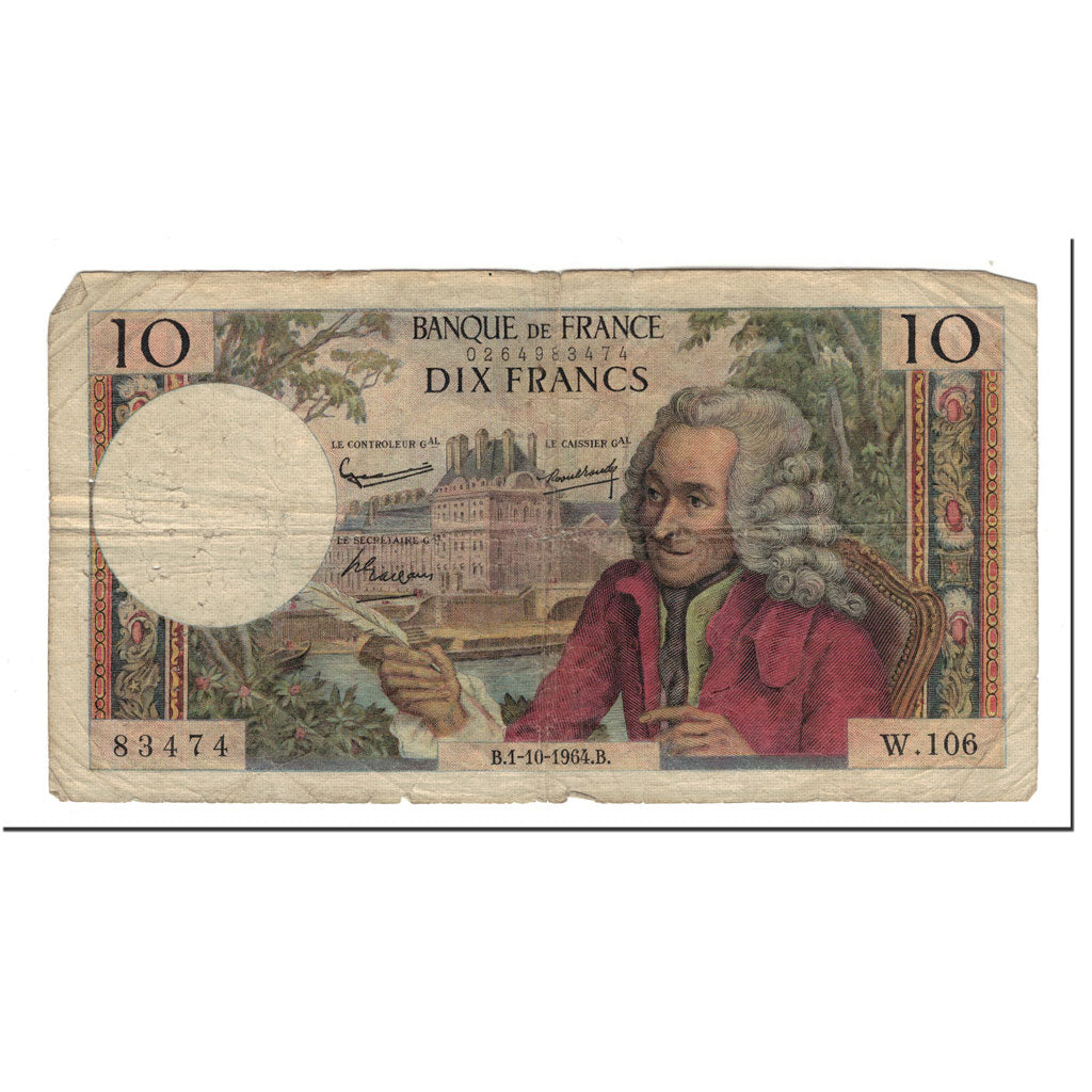 France, 10 Francs, KM:147a, 1964-10-01, VG(8-10), Fayette:62.11