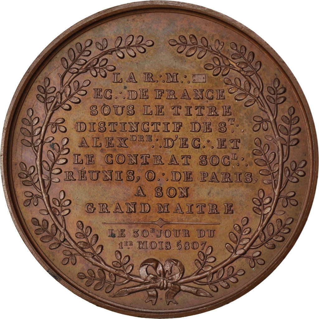 France, Masonic, Medal, 1807, MS(60-62), Bronze, Labouret #30, 36.99