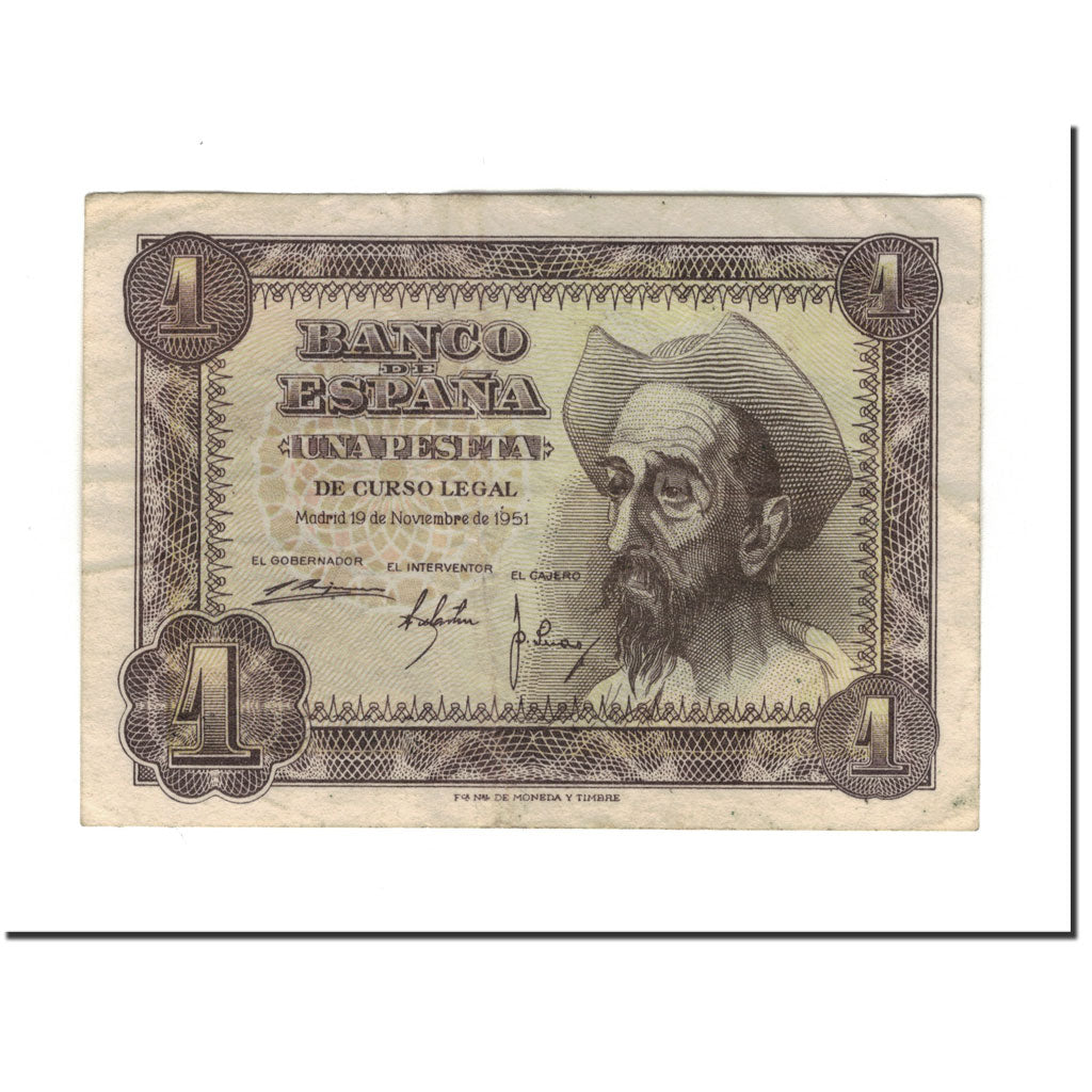 Banknote, Spain, 1 Peseta, 1951-11-19, KM:139a, EF(40-45)