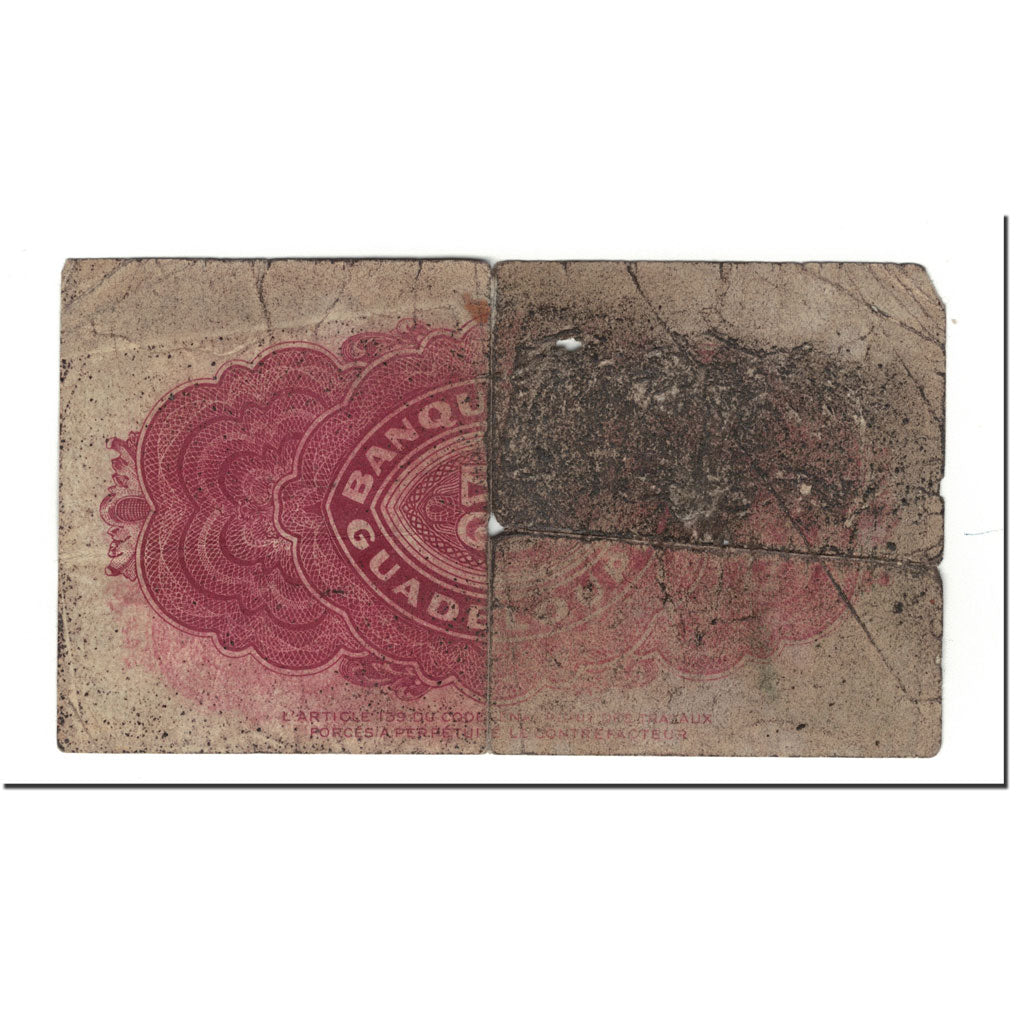 Guadeloupe, 5 Francs, 1942, KM:21b, AG(1-3)