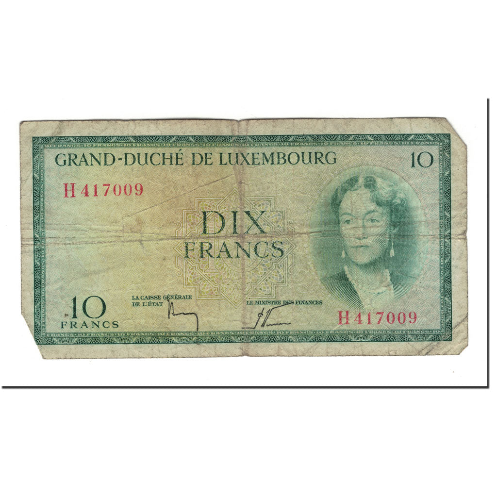Banknote, Luxembourg, 10 Francs, 1954, KM:48a, AG(1-3)