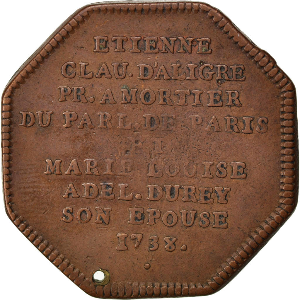 Francia, Token, Royal, 1738, BB, Rame, Feuardent:5839