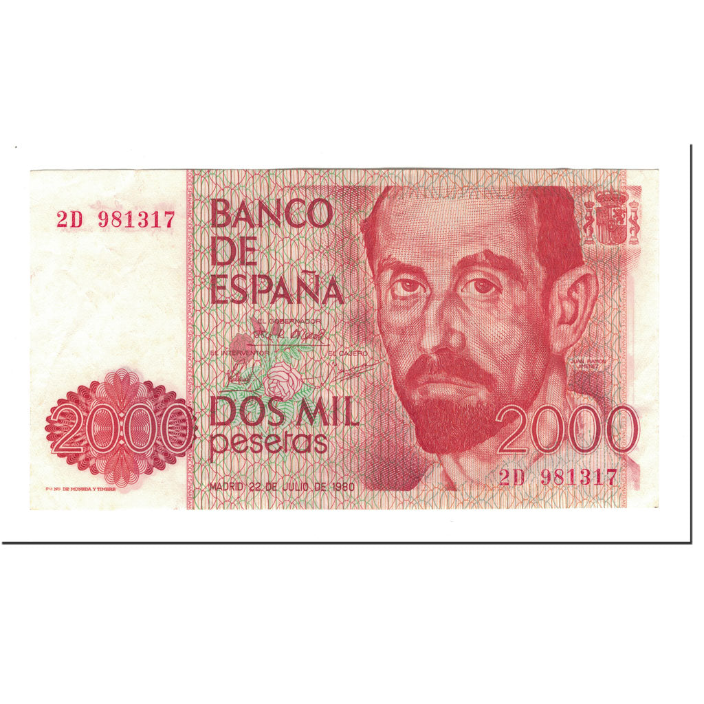 Banconote, Spagna, 2000 Pesetas, KM:159, 1980-07-22, SPL