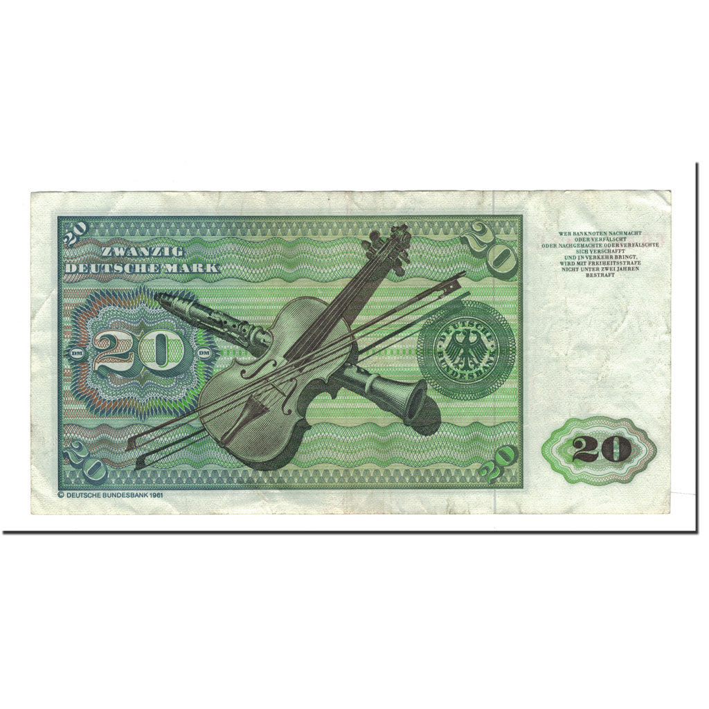 GERMANIA - REPUBBLICA FEDERALE, 20 Deutsche Mark, KM:32d, 1980-01-02, BB