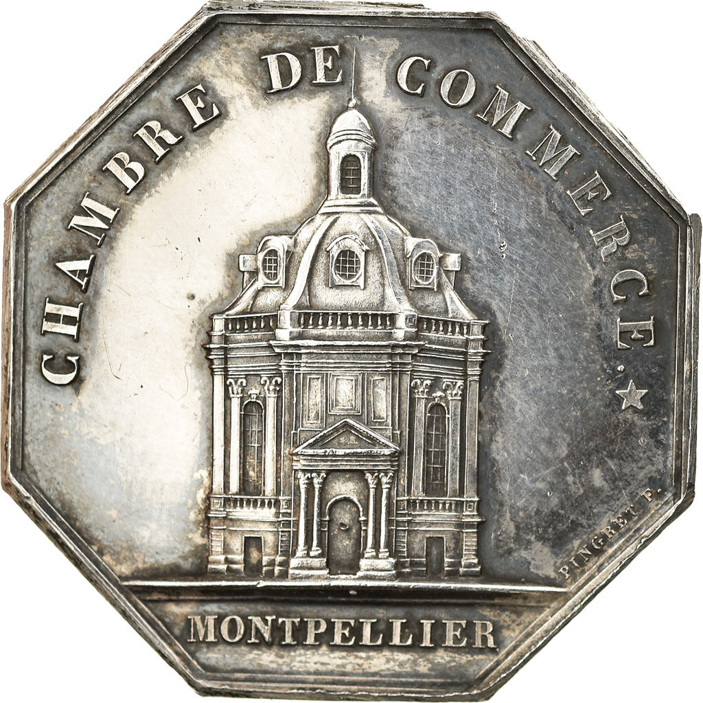 France, Medal, Chambre de Commerce de Montpellier, Pingret, AU(55-58), Silver