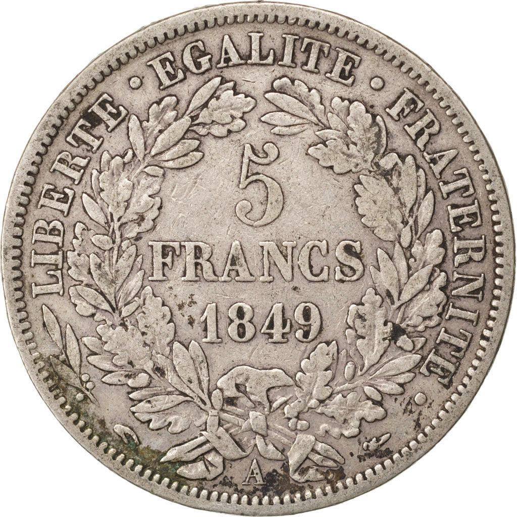 FRANCE, Cérès, 5 Francs, 1849, Paris, KM #761.1, EF(40-45), Silver, Gadoury #719