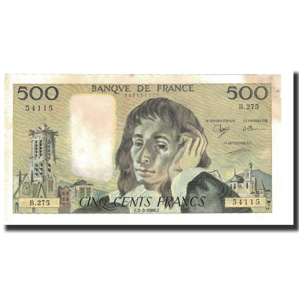Banknote, France, 500 Francs, 1988-03-03, EF(40-45), Fayette:71.38, KM:156g