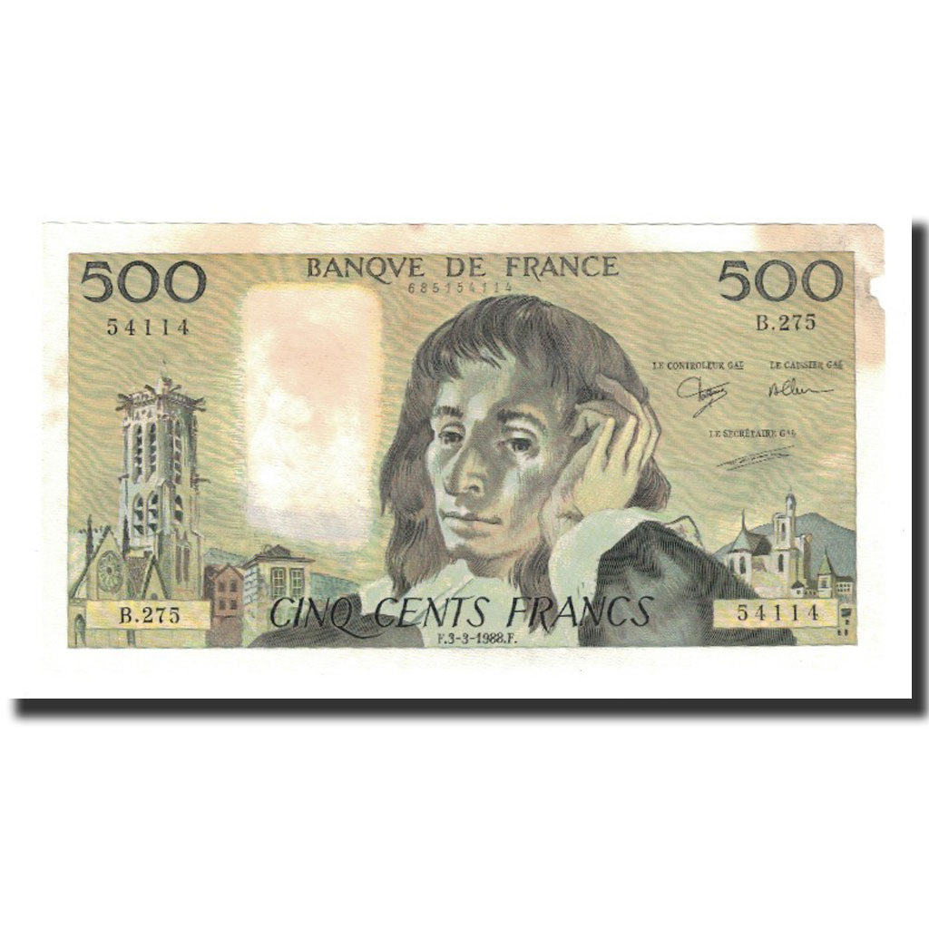 Biljet, Frankrijk, 500 Francs, 1988-03-03, TTB, Fayette:71.38, KM:156g
