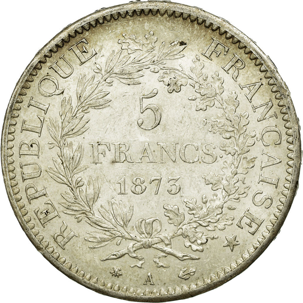 Moneta, Francja, Hercule, 5 Francs, 1873, Paris, AU(55-58), Srebro, Gadoury:745a