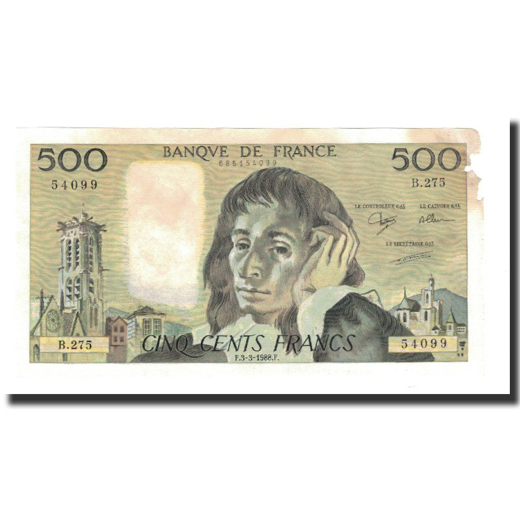 Biljet, Frankrijk, 500 Francs, 1988-03-03, TTB, Fayette:71.38, KM:156g