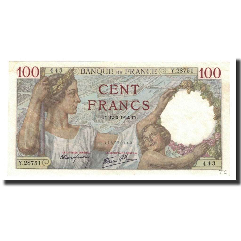 Biljet, Frankrijk, 100 Francs, 1942-02-12, SUP, Fayette:26.66, KM:94