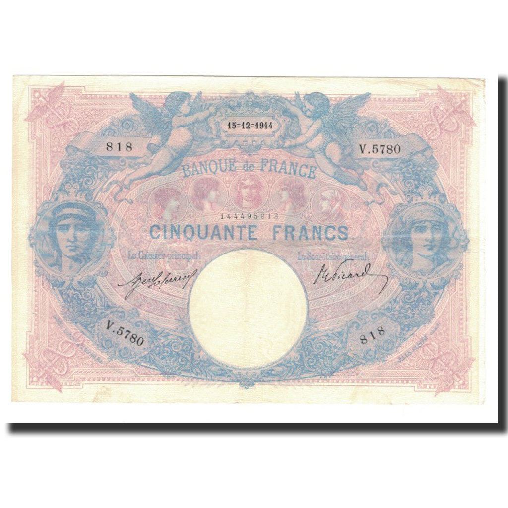 Geldschein, Frankreich, 50 Francs, 1914-12-15, SS+, Fayette:14.27, KM:64e