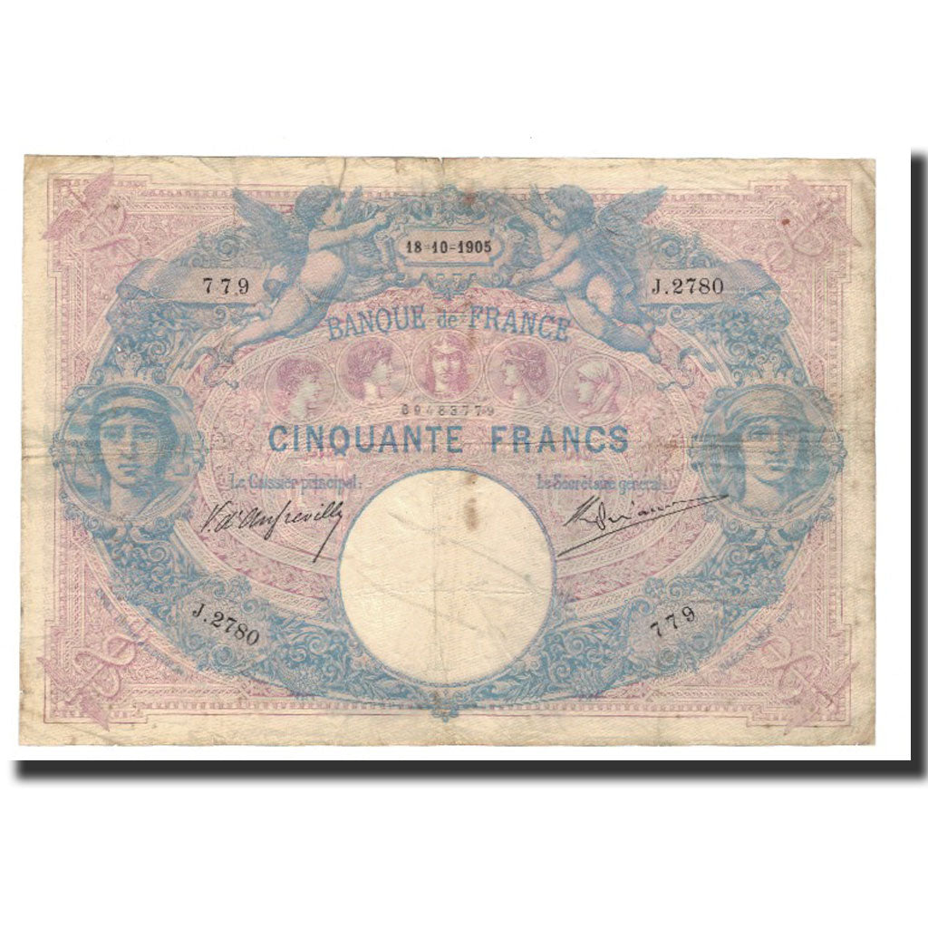 Banknote, France, 50 Francs, 1905-10-18, VF(20-25), Fayette:14.17, KM:64c