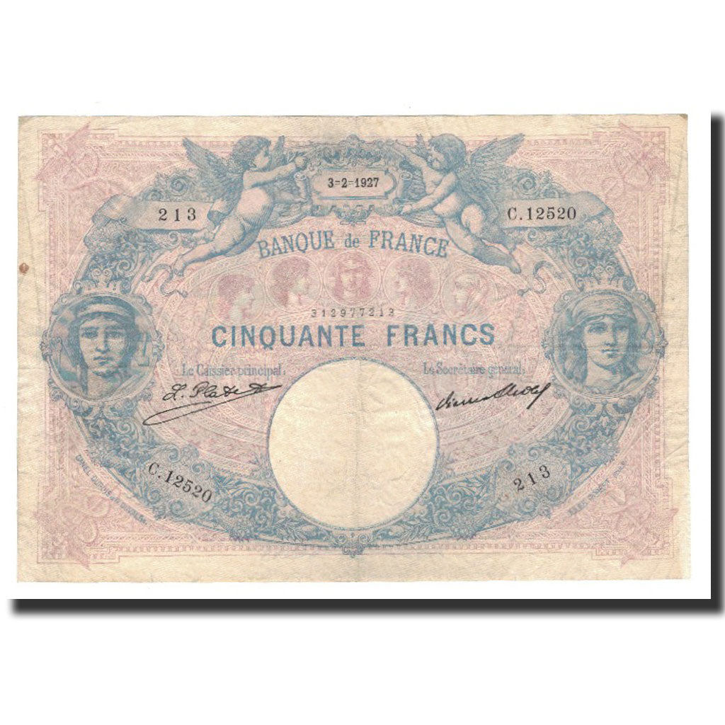 France, 50 Francs, KM:64h, 1927-02-03, VF(30-35), Fayette:14.40