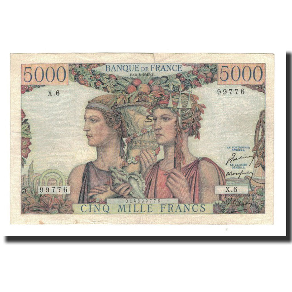 Banknote, France, 5000 Francs, 1949-03-10, EF(40-45), Fayette:48.1, KM:131a