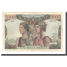 Banknot, Francja, 5000 Francs, 1949-03-10, EF(40-45), Fayette:48.1, KM:131a