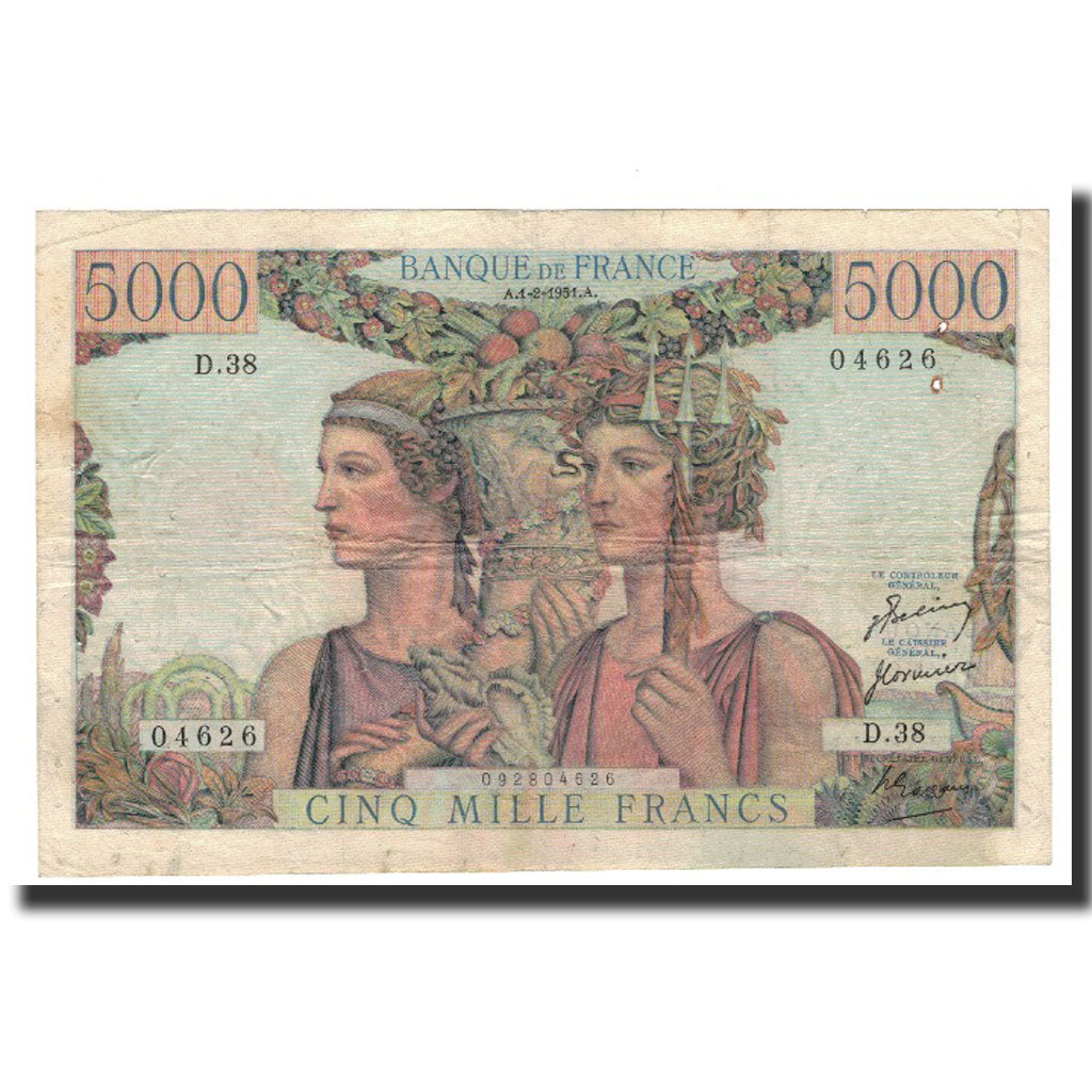 Banknote, France, 5000 Francs, 1951-02-01, EF(40-45), Fayette:48.3, KM:131c
