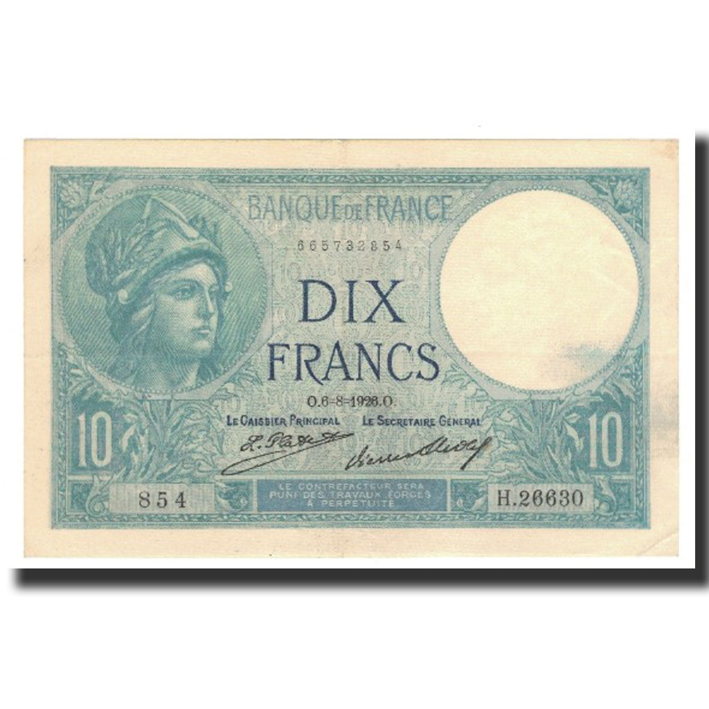 Banknote, France, 10 Francs, 1926-08-06, AU(55-58), Fayette:6.11, KM:73d