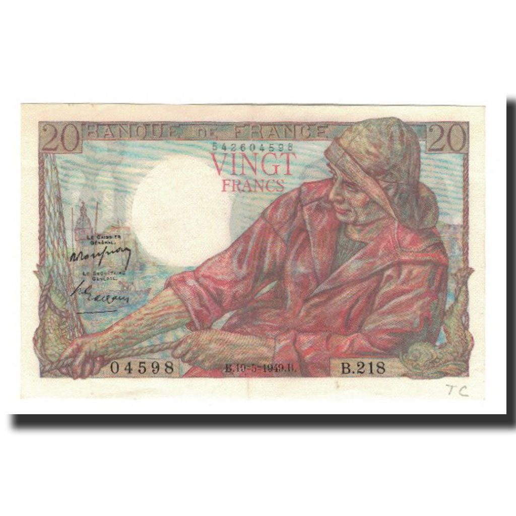 France, 20 Francs, 1949-05-19, AU(55-58), Fayette:13.15, KM:100c