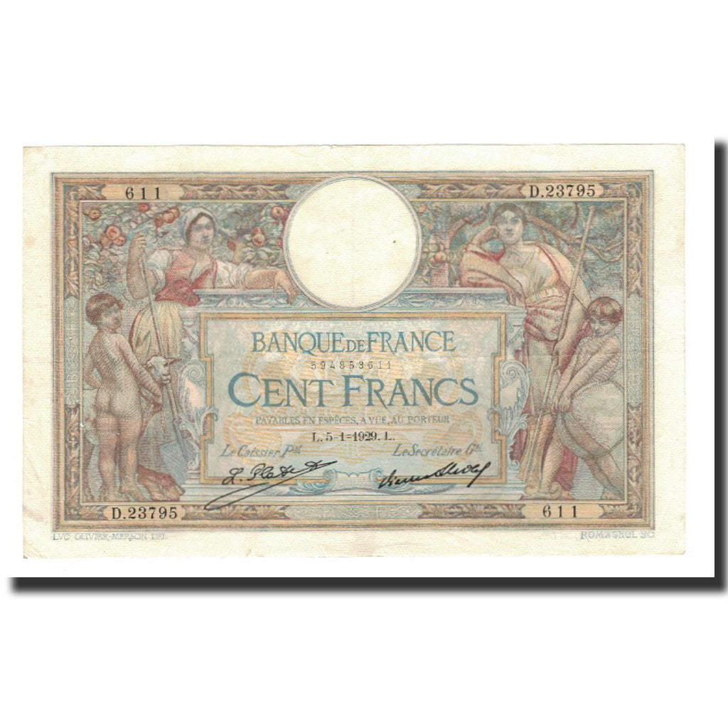 France, 100 Francs, 1929-01-05, EF(40-45), Fayette:24.8, KM:78b