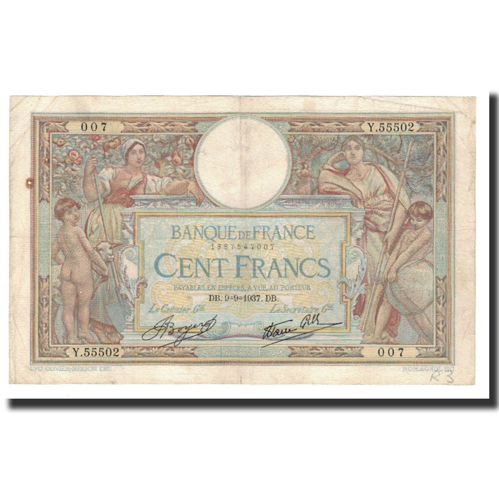 Francja, 100 Francs, 1937-09-09, EF(40-45), Fayette:25.1, KM:78c