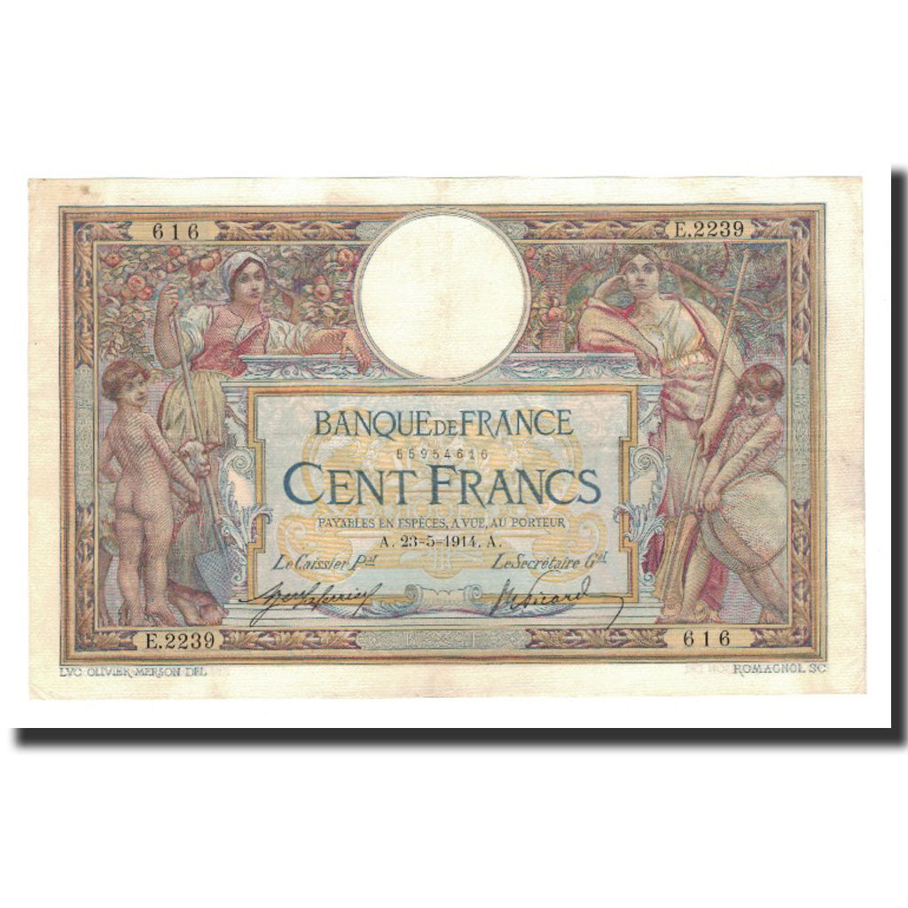 Francja, 100 Francs, 1914-05-23, AU(50-53), Fayette:23.6, KM:71a