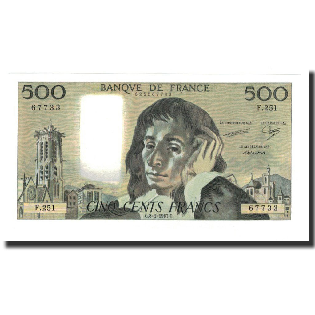 France, 500 Francs, 1987-01-08, UNC(65-70), Fayette:71.35, KM:156f