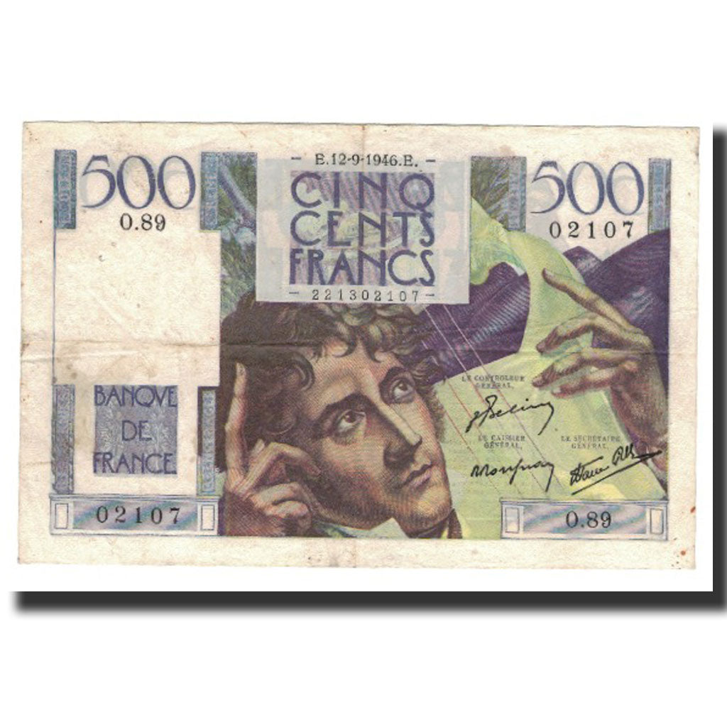 France, 500 Francs, 1946-09-12, TB+, Fayette:34.6, KM:129a