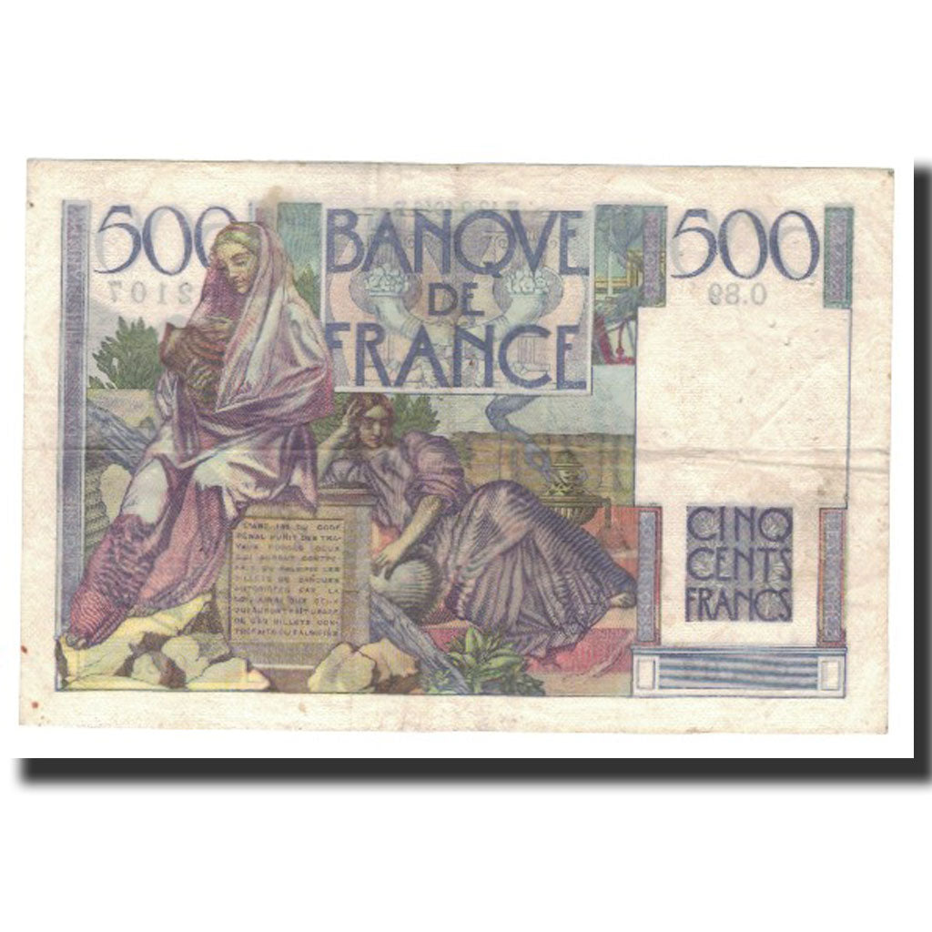 France, 500 Francs, 1946-09-12, TB+, Fayette:34.6, KM:129a