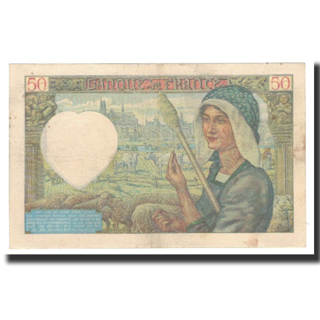France, 50 Francs, KM:93, 1941-04-17, EF(40-45), Fayette:19.8