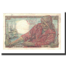 France, 20 Francs, 1943-04-15, EF(40-45), Fayette:28.21, KM:100a