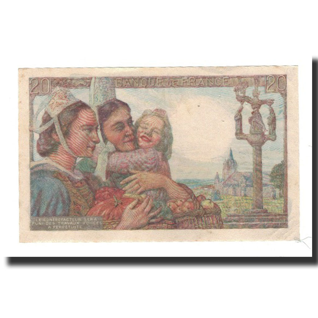 France, 20 Francs, 1943-04-15, EF(40-45), Fayette:13.6, KM:100a
