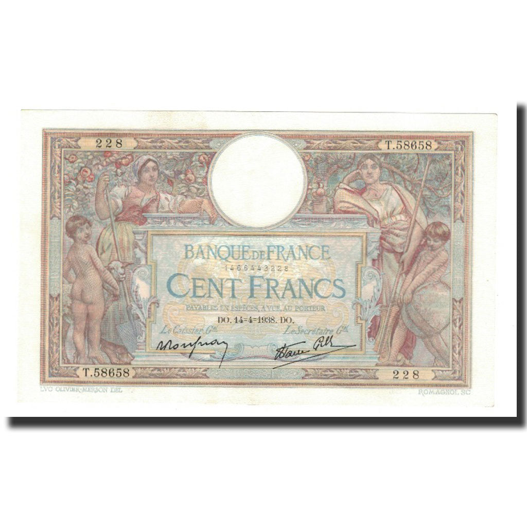 Francja, 100 Francs, 14-04-1938, AU(55-58), Fayette:25.15, KM:86b