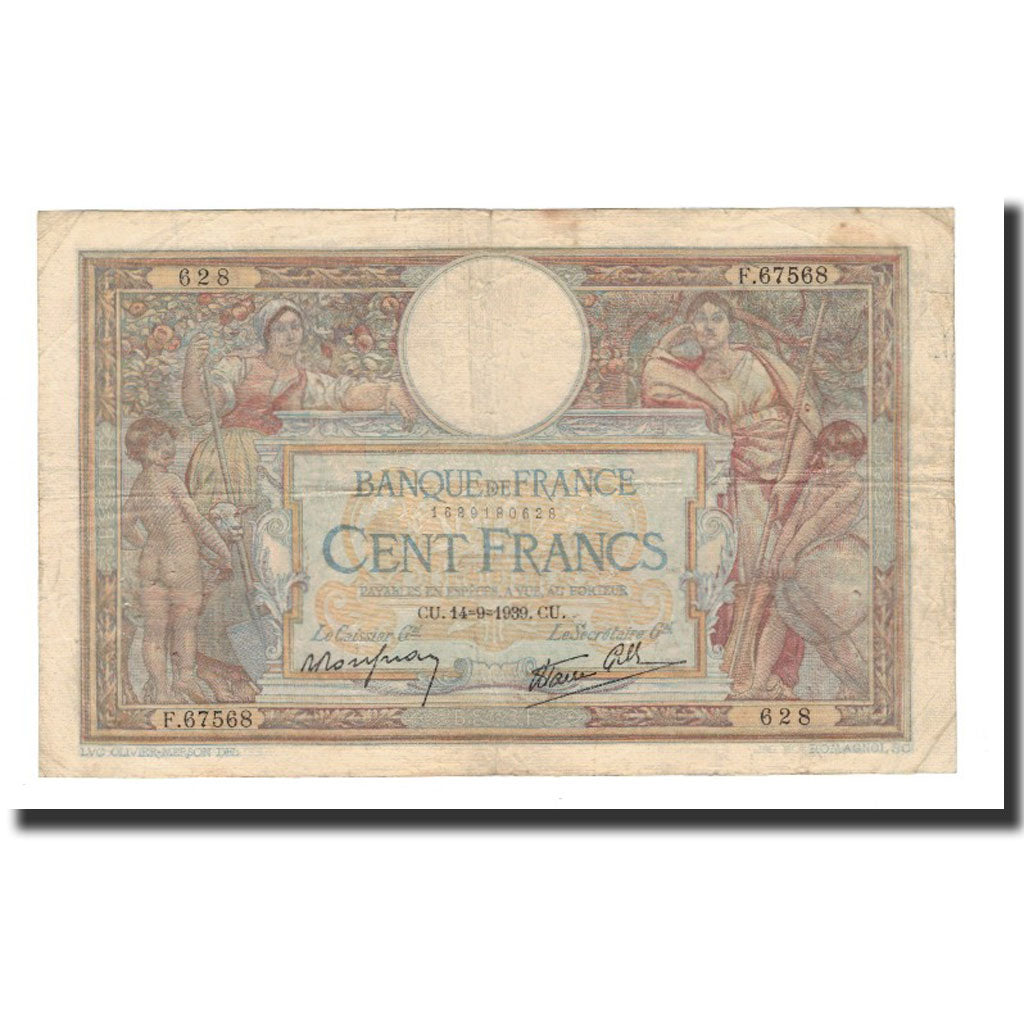 Francja, 100 Francs, 1939-09-14, VF(20-25), Fayette:25.49, KM:86b