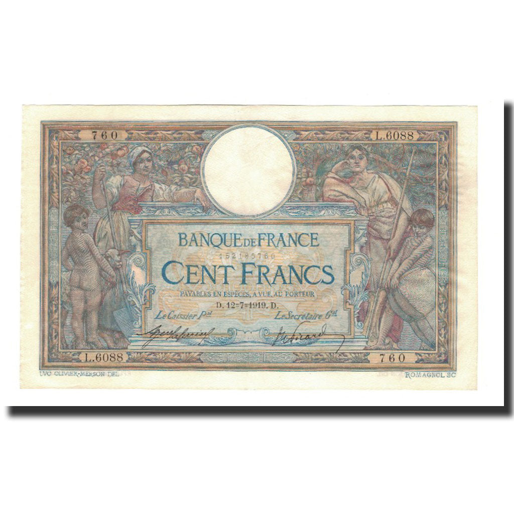 France, 100 Francs, 1919-07-12, AU(55-58), Fayette:23.11, KM:71a