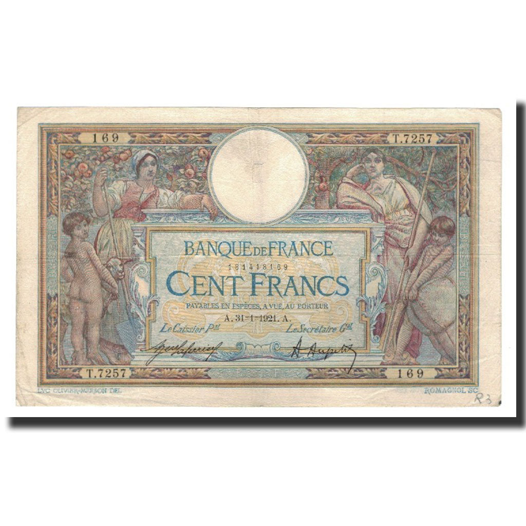 France, 100 Francs, 1921-01-31, EF(40-45), Fayette:23.14, KM:71b